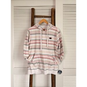 O'Neill Hoodie Mens Medium Cream Striped  Pullover Surf Baja Sweatshirt